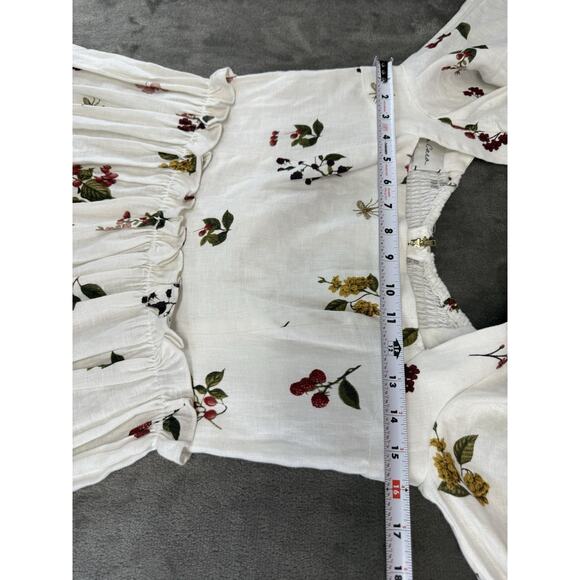 NWT Cara Cara Bluehill Fairytail Mushrooms Border sz 6 Cottagecore Midi Linen - Picture 9 of 13